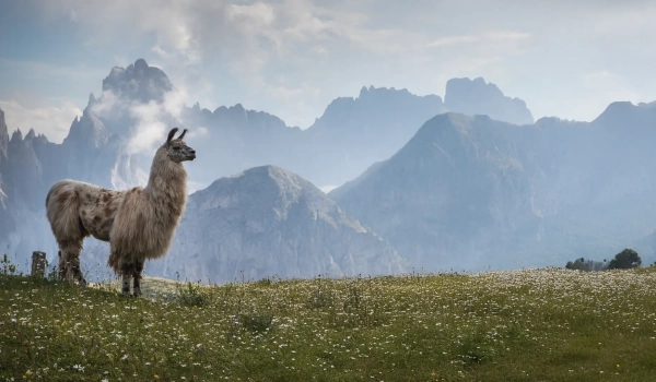 llama en la cima de peru